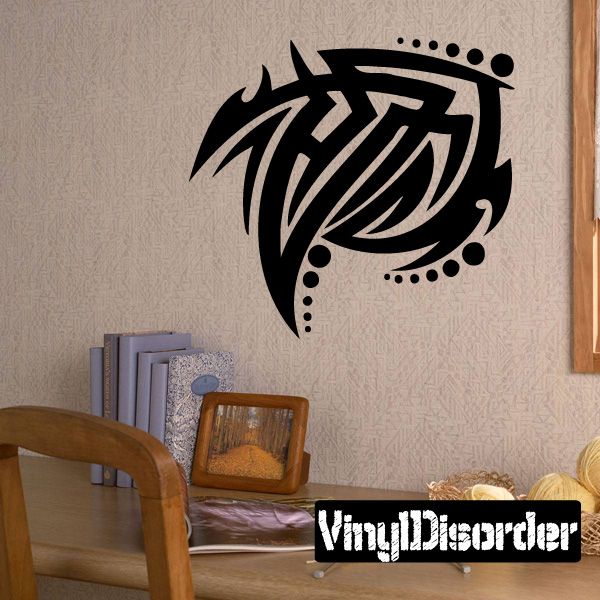 Tribal wall decal with bold black geometric eagle motif