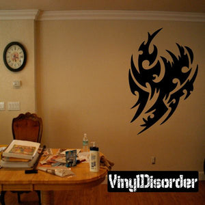 Black tribal flame vinyl wall decal with bold flame pattern