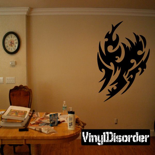 Black tribal flame vinyl wall decal with bold flame pattern