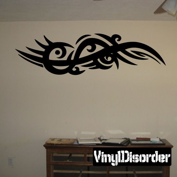 Tribal wall decal vinyl sticker with black swirl and tribal scroll design