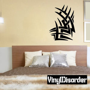 Tribal vinyl wall decal, black spiky geometric emblem