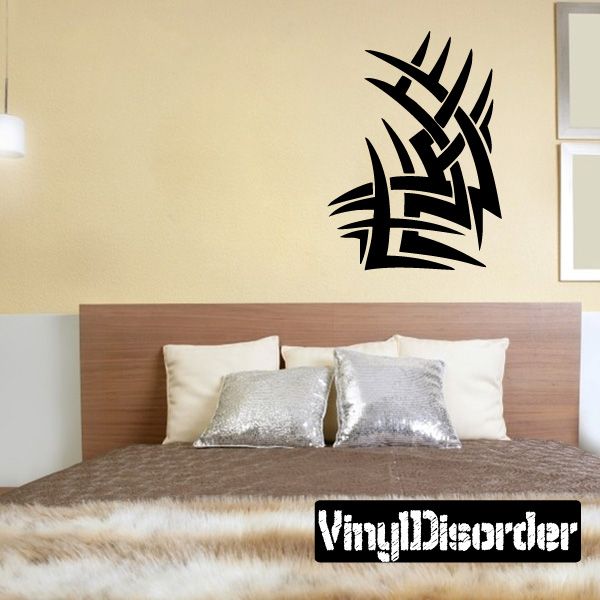 Tribal vinyl wall decal, black spiky geometric emblem