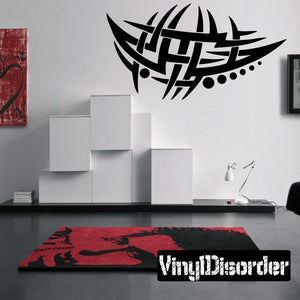 Tribal vinyl wall decal, large black geometric emblem