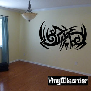 Tribal wall decal vinyl sticker with black swirl and arrow-like shapes