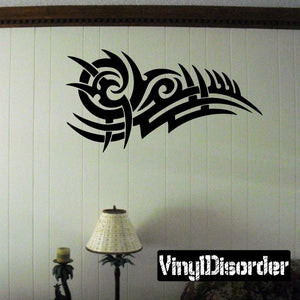 Black tribal vinyl wall decal with ornate sweeping motif