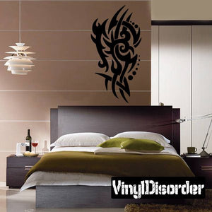 Black tribal wall decal with flame-like swirl pattern, vinyl sticker for rooms
