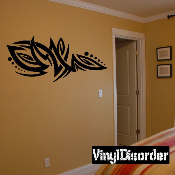 Tribal vinyl wall decal, black ornamental arrow-wing design
