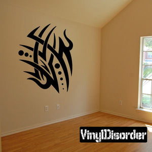 Tribal vinyl wall decal with black stylized head graphic