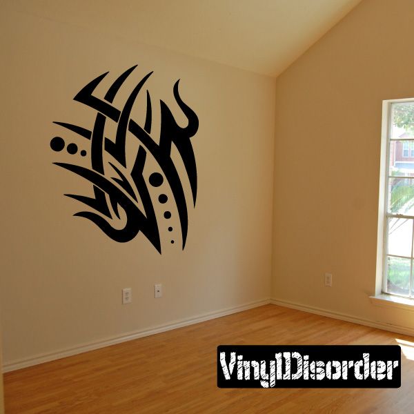 Tribal vinyl wall decal with black stylized head graphic