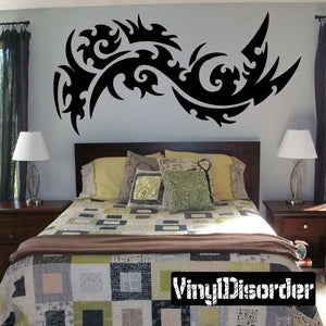 Tribal vinyl wall decal with black swirling pattern
