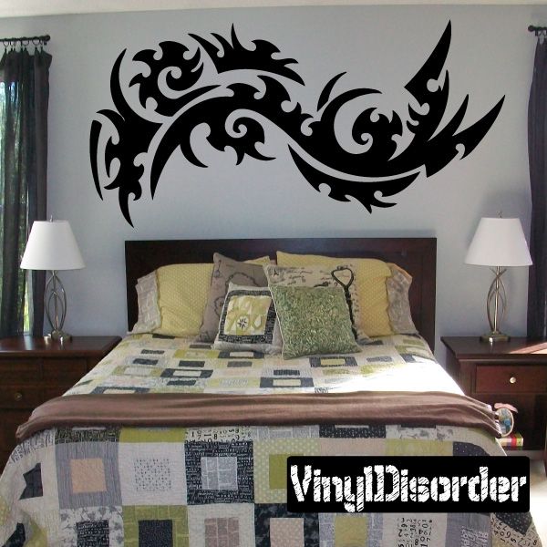 Tribal vinyl wall decal with black swirling pattern