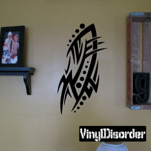 Tribal vinyl wall decal, black swirling design with dotted accents