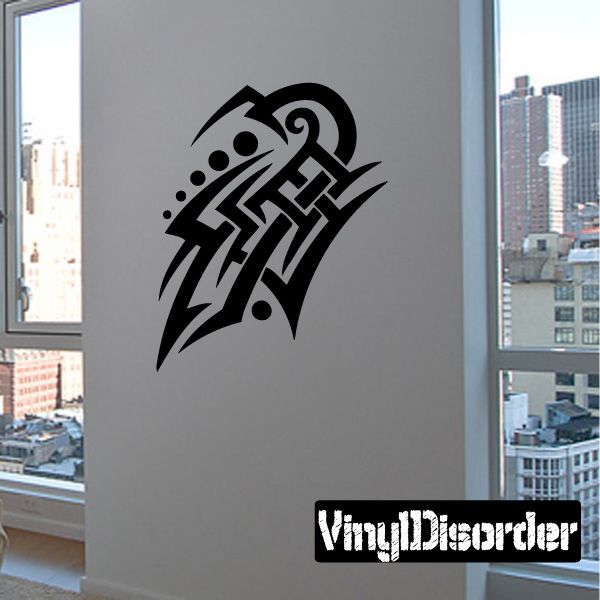 Black tribal vinyl wall decal with abstract angular design