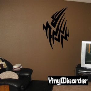 Black tribal vinyl wall decal with geometric arrowhead design
