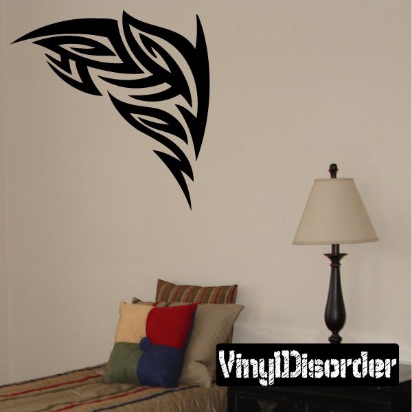 Tribal vinyl wall decal, black wing-like pattern