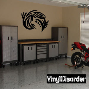 Black tribal bird wall decal with raised feather and eye details