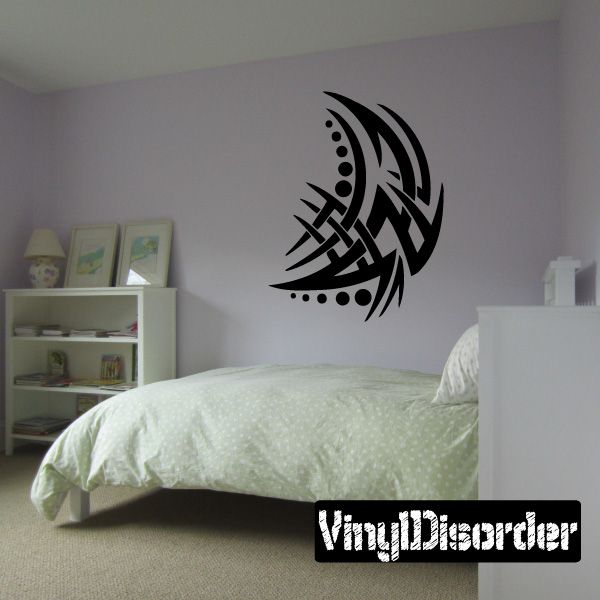 Tribal wall decal vinyl with black swirl and dots design