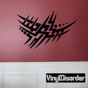 Tribal vinyl wall decal with bold zigzag lines and dot accents