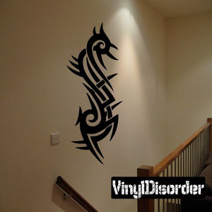 Tribal dragon wall decal, black vinyl