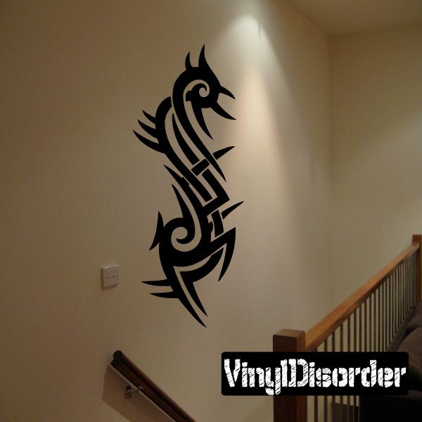 Tribal dragon wall decal, black vinyl