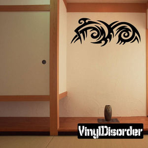 Tribal vinyl wall decal with black ornate face design