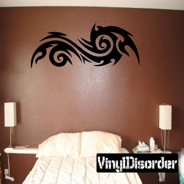 Tribal wall decal vinyl sticker with black swirl design