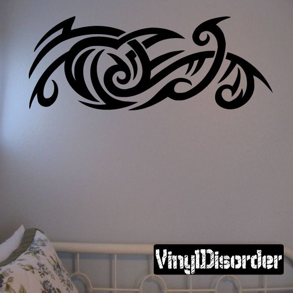 Tribal wall vinyl decal with black spiral swirl pattern