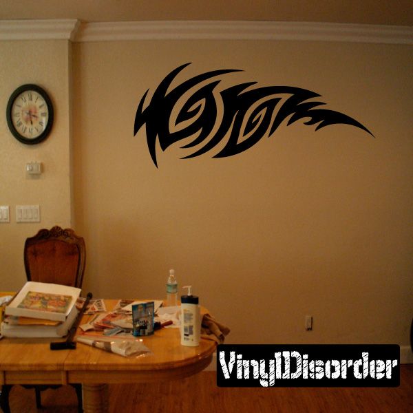 Vinyl tribal wall decal with black swirling scroll design