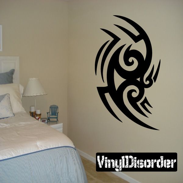 Black tribal dragon wall decal vinyl sticker with curved tribal patterns