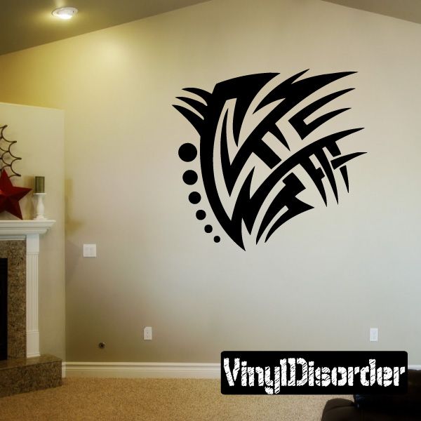 Tribal vinyl wall decal, black tribal motif with dot accents