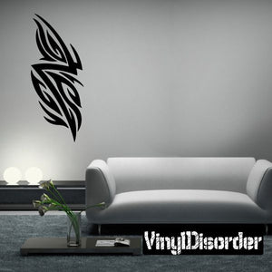 Tribal wall decal with black feather leaf design