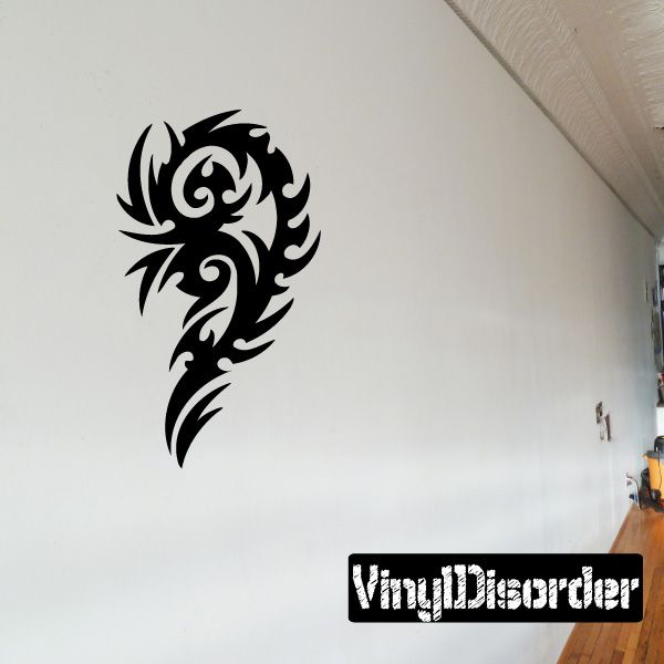 Black tribal dragon wall decal vinyl