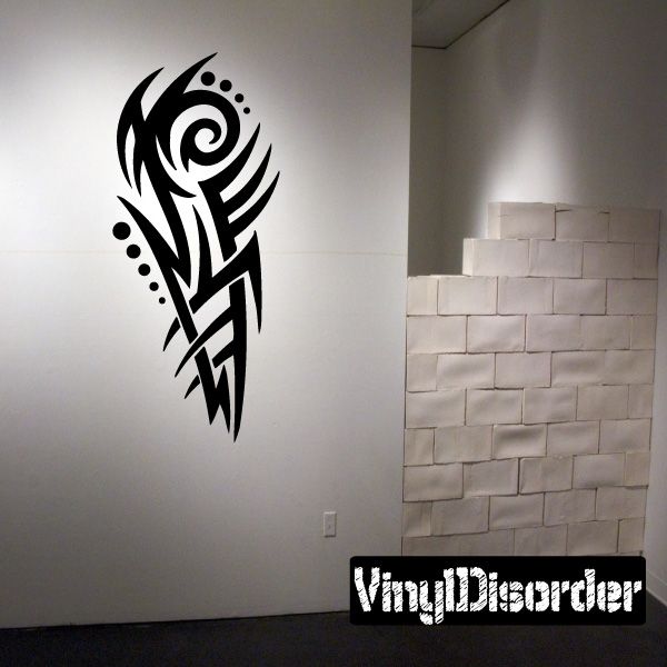 Black tribal wall decal with feathered arrow design
