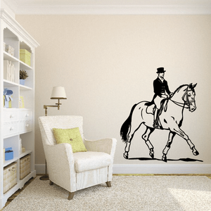 Prancing horse with rider silhouette wall decal in black