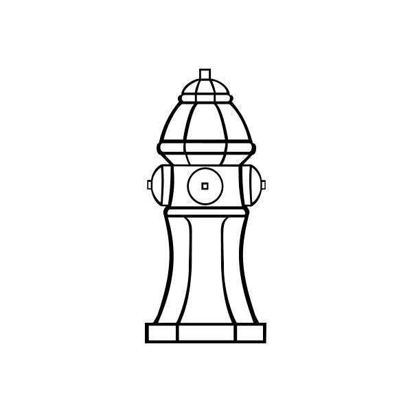 Fire hydrant decal with simple line-art outline