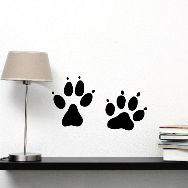 Dog paw decal with three black paw prints for wall