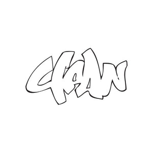 Black graffiti-style decal with bold outline lettering
