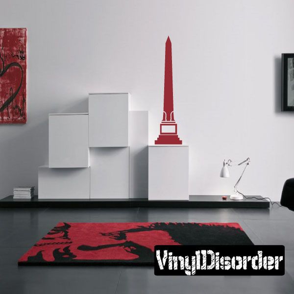 Cleopatra's Needle wall decal with red and white obelisk silhouette and base