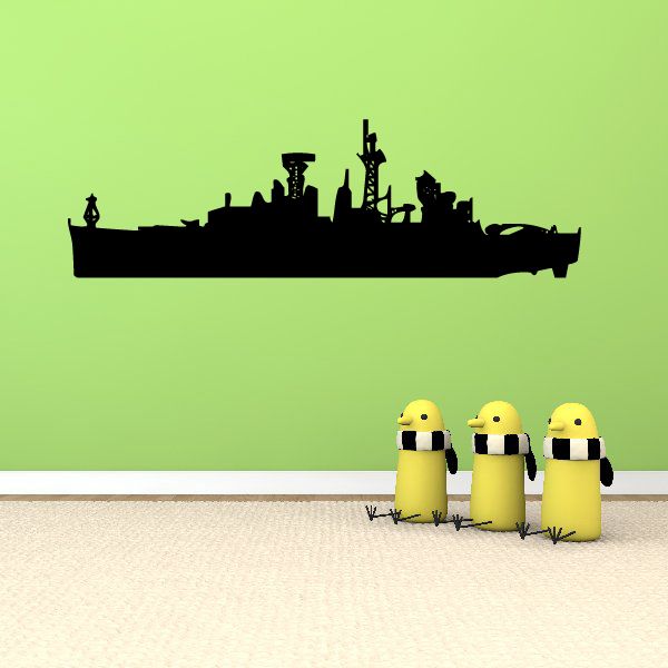 Light cruiser ship decal, black silhouette with detailed superstructure