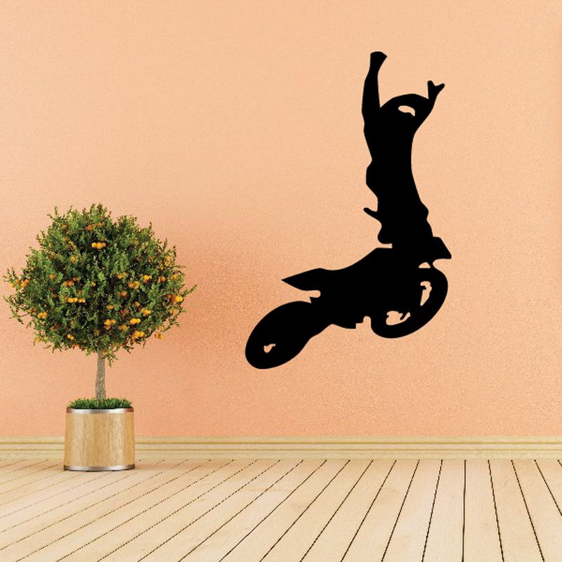 Black dirt bike rider decal silhouette for bike or helmet