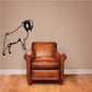Climbing Boer goat wall decal in black outline, arched pose
