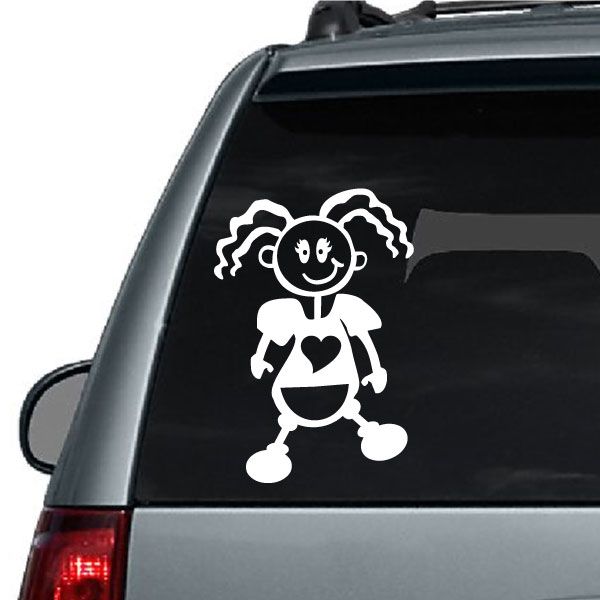 Baby heart window decal with smiling baby holding a heart, white design