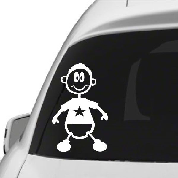 Baby star decal sticker featuring smiling baby in star shirt