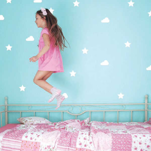 Vinyl wall decal sheet with clouds and stars pattern stickers