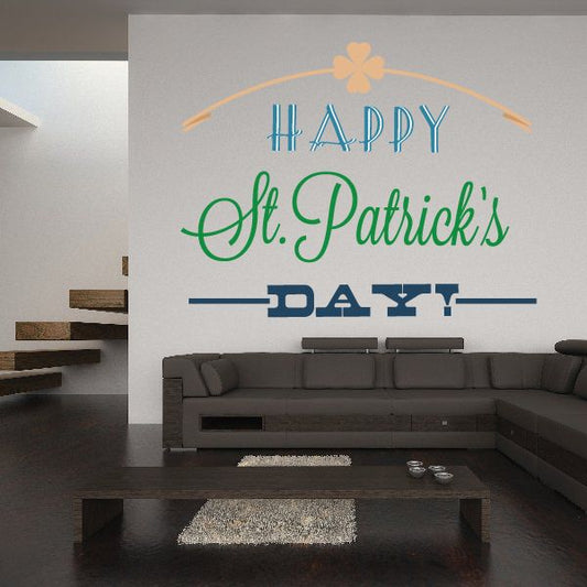 Image of Clover Arc Happy St. Patrick's Day Printed Die Cut Decal