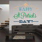 St. Patrick's die-cut decal with green "St. Patrick's" and blue "HAPPY DAY" clover
