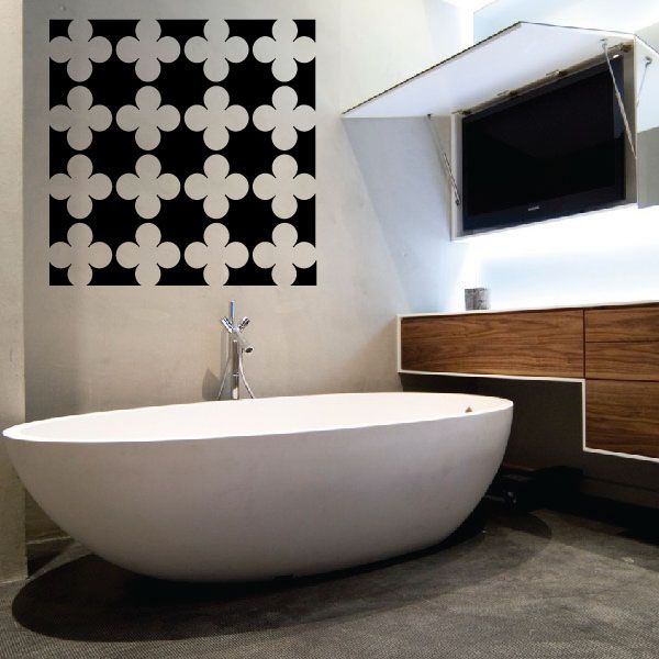 Clover wall decal with repeating quatrefoil pattern, black vinyl sticker for walls