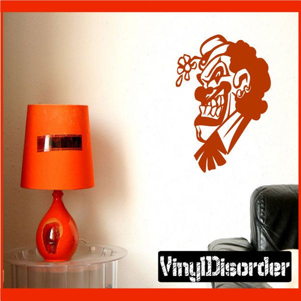 Clown character wall decal with top hat, red and white design