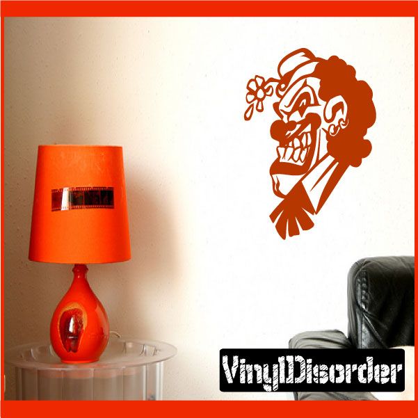 Clown character wall decal with top hat, red and white design