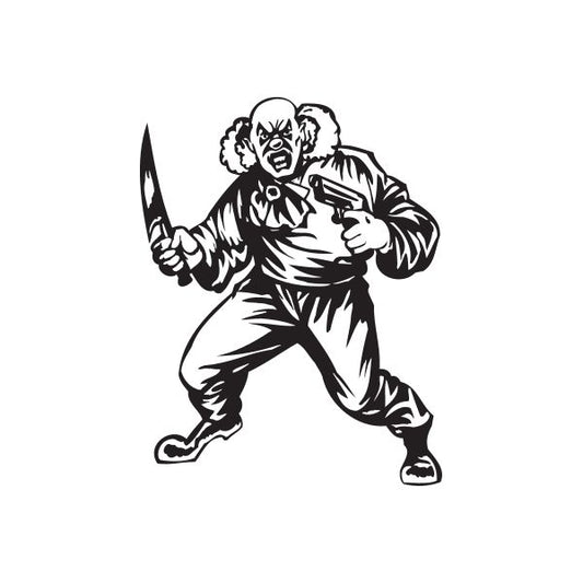 Image of Clown with Knife and Gun Decal